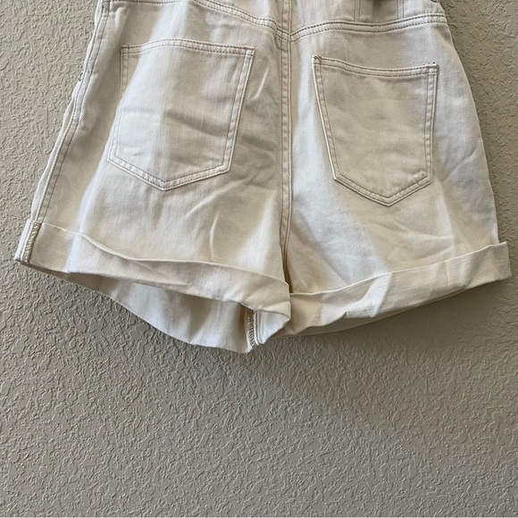 Free People Shorts Nova Paper Bag Denim High Rise Belted Casual Boho Cream Small - Picture 10 of 12